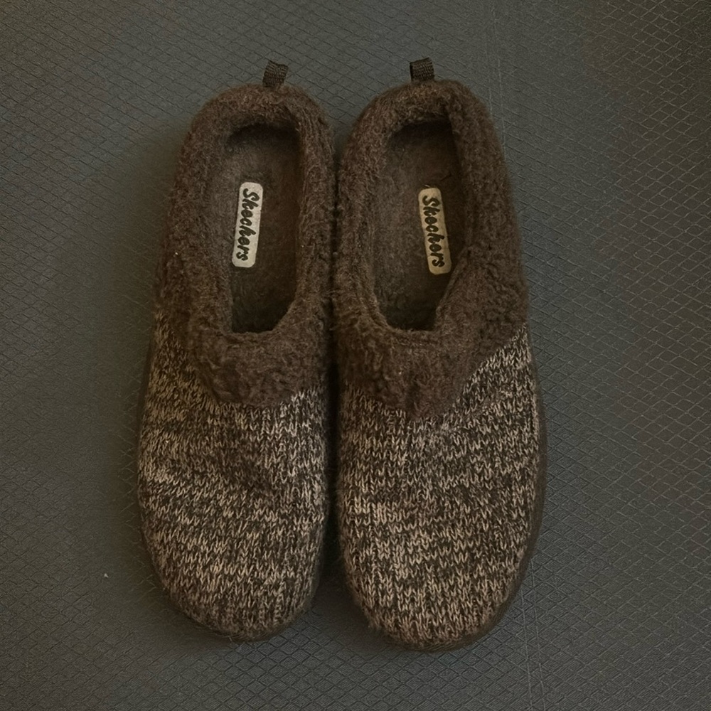 Skechers Brown Knit slip On Mules Clogs 8.5